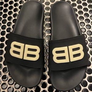 Balenciaga BB (glow in the dark) Logo Pool Slides